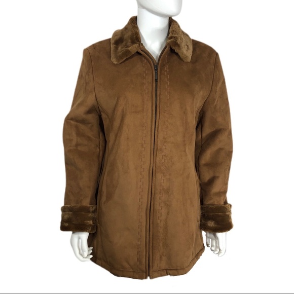 Cato Faux Suede Fuzzy Lined Coat - Picture 1 of 11